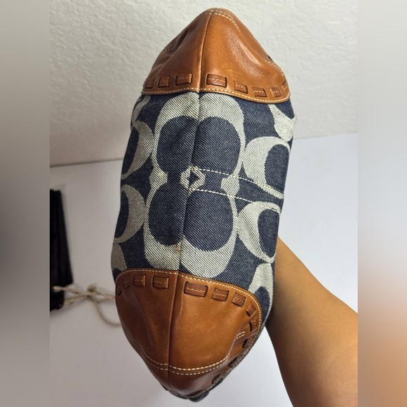 Coach Y2K Ergo Signature C Canvas Denim Blue w/Leather Trim Hobo